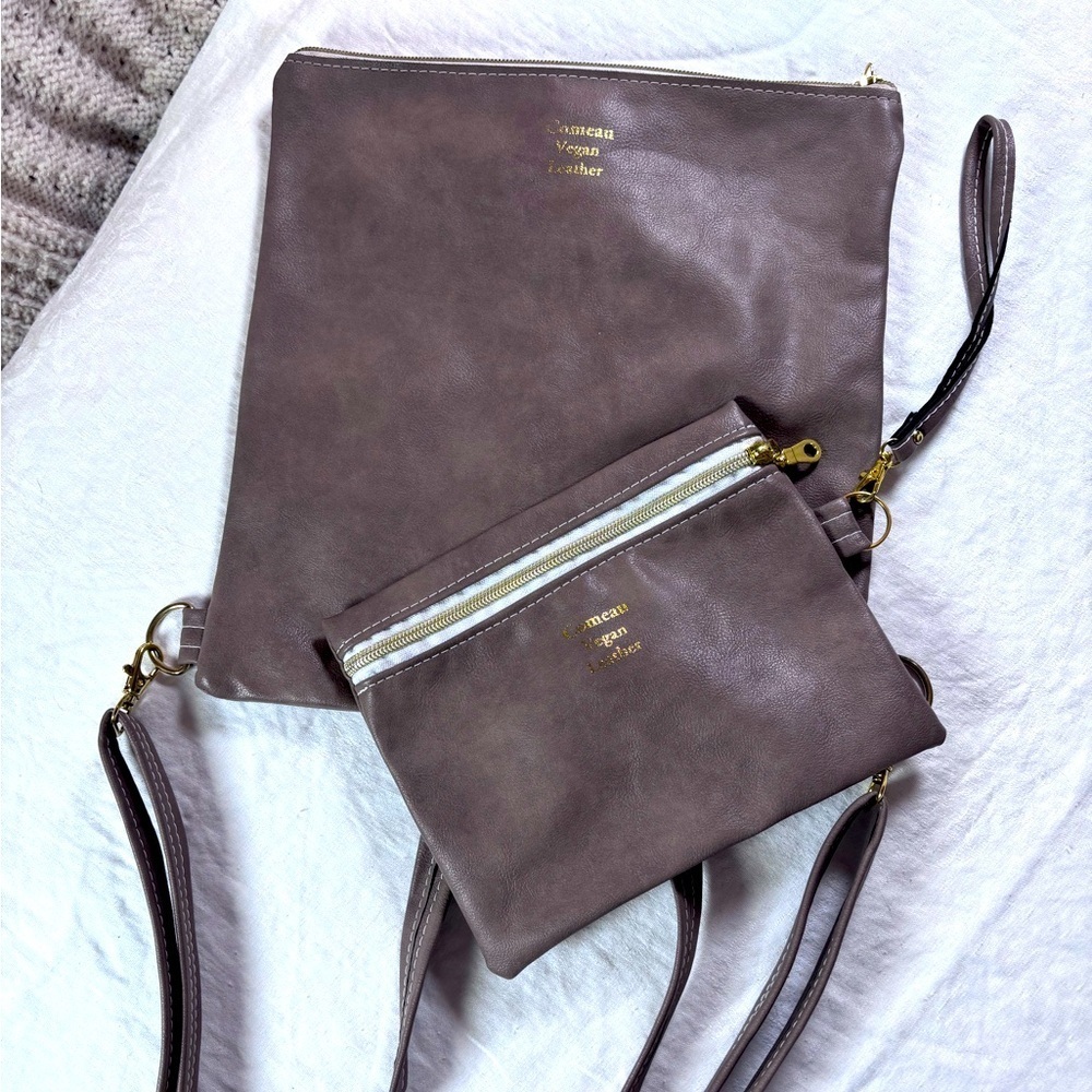 Comeau Vegan Leather Knapsack and Wristlet in Tan